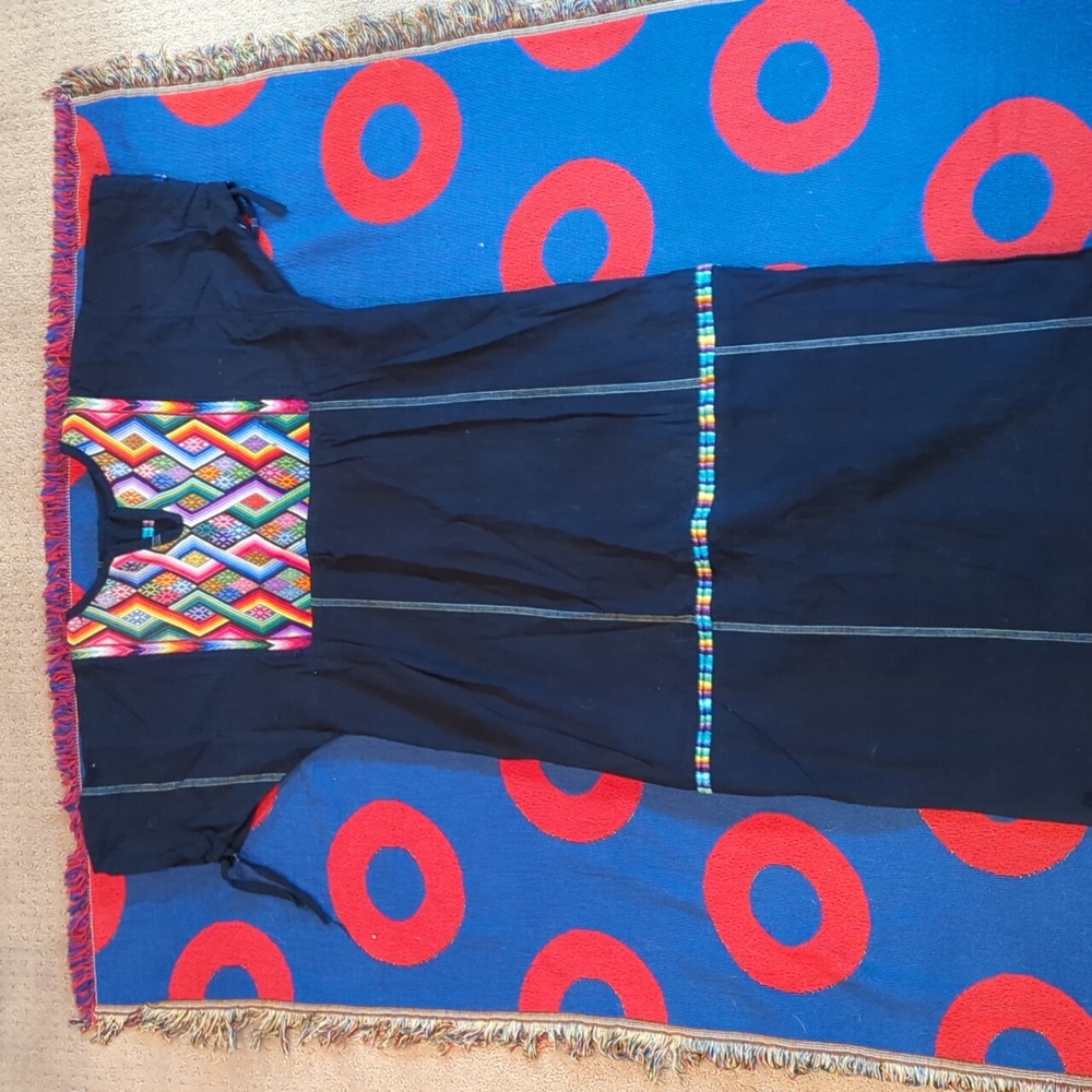 Vintage Rainbow Embroidered Caftan Dress